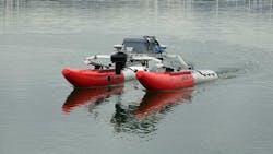The WAM-V 8 autonomous surface vehicle. The WAM-V 8 autonomous surface vehicle.