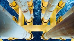 Risers at the Gina Krog platform in the North Sea. Risers at the Gina Krog platform in the North Sea.