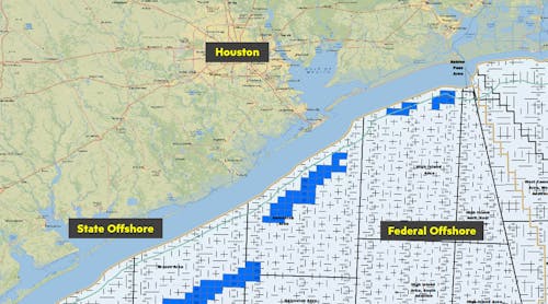 Figure 1: ExxonMobil&rsquo;s shallow water bids and acreage are in blue.