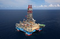 The semisubmersible Maersk Discoverer is drilling the Kawa-1 exploration well offshore Guyana.