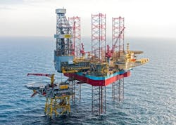 The jackup Maersk Invincible. The jackup Maersk Invincible.