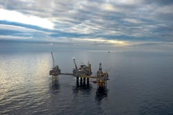 The Oseberg platform complex in the Norwegian North Sea. The Oseberg platform complex in the Norwegian North Sea.