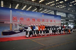 The IWS Skywalker steel cutting ceremony at the CMHI shipyard. The IWS Skywalker steel cutting ceremony at the CMHI shipyard.
