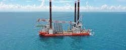 The jackup installation vessel Brave Tern. The jackup installation vessel Brave Tern.