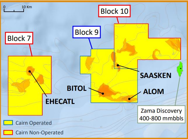 Blocks 7, 9, and 10 offshore Mexico.