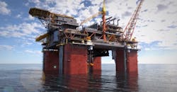 Rendering of the Scarborough semisubmersible floating production unit. Rendering of the Scarborough semisubmersible floating production unit.