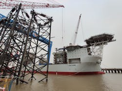 The jackup installation vessel Voltaire. The jackup installation vessel Voltaire.