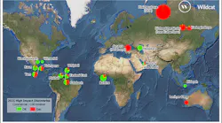 Map showing potentially commercial high-impact discoveries estimated >100 MMboe in 2021.