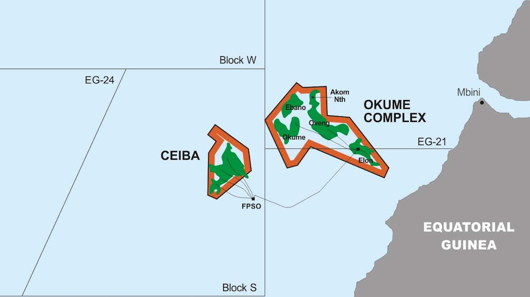 Block G (Ceiba Field and Okume Complex) offshore Equatorial Guinea.