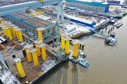 Enbridge/EDF Renewables’ 480-MW Saint-Nazaire offshore wind project will comprise 80 GE Haliade 160, 6-MW turbines, 12-20 km (7.5-12.4 mi) from the Loire-Atlantique coast. Enbridge/EDF Renewables’ 480-MW Saint-Nazaire offshore wind project will comprise 80 GE Haliade 160, 6-MW turbines, 12-20 km (7.5-12.4 mi) from the Loire-Atlantique coast.