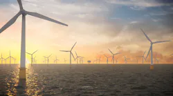 Artistic illustration of the Dogger Bank windfarm.