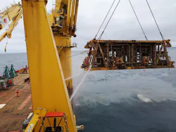 Manifold recovery during a decommissioning project in the Norwegian North Sea.