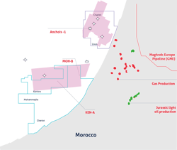 The Anchois wells and Lixus license offshore Morocco. The Anchois wells and Lixus license offshore Morocco.