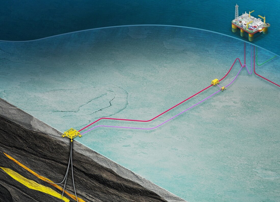 Artist representation of the Iris-Hades gas-condensate development in the Norwegian Sea.