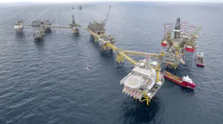 The producing fields Eldfisk and Embla in the Greater Ekofisk Area of the southern North Sea.