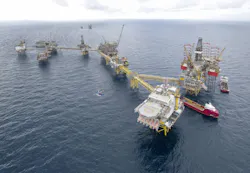 The producing fields Eldfisk and Embla in the Greater Ekofisk Area of the southern North Sea.