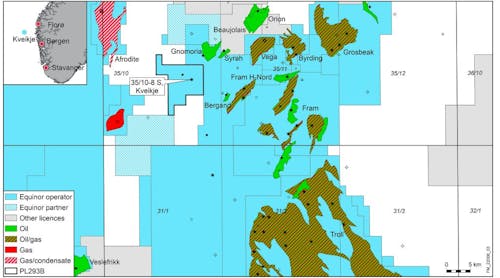 The Cambozola exploration well is located close to the producing Troll/Fram areas in the Norwegian North Sea.