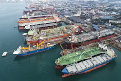 Aerial view of the Tuas shipyard