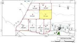 This map shows the shallow offshore west area with blocks on offer.