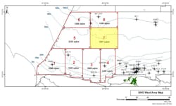 This map shows the shallow offshore west area with blocks on offer. This map shows the shallow offshore west area with blocks on offer.