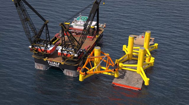 Heerema says that its new &ldquo;Floating to Floating&rdquo; installation method allows floaters to be constructed on land before being dry-towed on a transport vessel to the location.