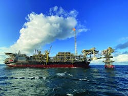 Eni’s FPSO Miamte features a disconnectable tower yoke mooring system. Eni’s FPSO Miamte features a disconnectable tower yoke mooring system.