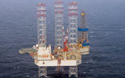 The Noble Hans Deul jackup rig has a water depth of 400 ft and a drilling depth of 30,000 ft.