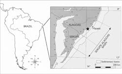 Location map of the Sergipe-Alagoas Basin offshore northeastern Brazil. The star indicates the municipality of São Miguel dos Campos (modified from Souza-Lima et al., 2002). Location map of the Sergipe-Alagoas Basin offshore northeastern Brazil. The star indicates the municipality of São Miguel dos Campos (modified from Souza-Lima et al., 2002).