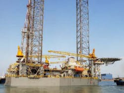 Trident VIII is a 300-ft jackup drilling unit. Trident VIII is a 300-ft jackup drilling unit.