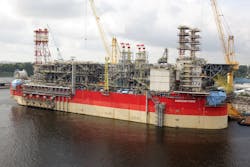 The Energean Power FPSO in the Admiralty Yard, Singapore in February 2021.