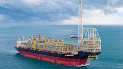 The Prof. John Evans Atta Mills FPSO is operating in about 1,500 m water depth on the TEN fields in the deepwater Tano contract area offshore Ghana for client Tullow Ghana Ltd. The Prof. John Evans Atta Mills FPSO is operating in about 1,500 m water depth on the TEN fields in the deepwater Tano contract area offshore Ghana for client Tullow Ghana Ltd.