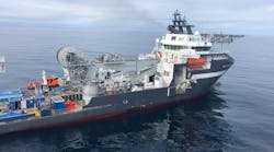 Following the fast-tracked development of project-specific procedures by the project delivery team, JF Subtech moved swiftly to charter the Olympic Challenger offshore construction vessel (pictured) and mobilize a team of 35 offshore personnel to safely execute the scope of work.