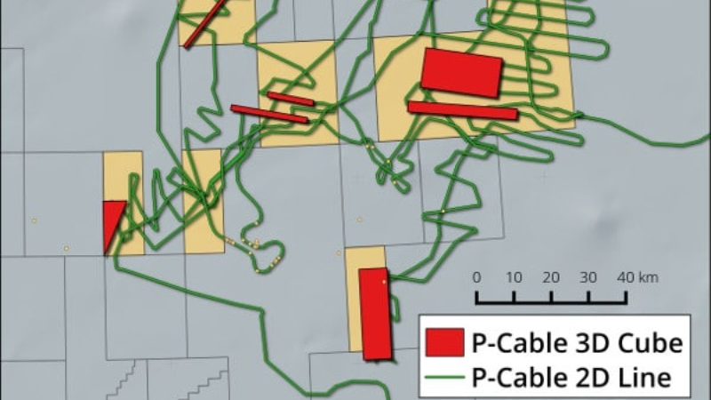 This program map depicts TGS multiclient P-Cable data acquired offshore Norway in 2014 and 2015 with a combination of regional 2D lines and targeted 3D data volumes.