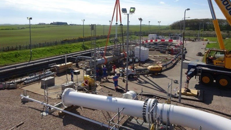 The Cruden Bay terminal is a key part of the Forties Pipeline System infrastructure and is the transition point from INEOS' subsea pipeline, from Forties Unity and Forties Charlie, to the landline that runs to Kinnneil and Dalmeny in Central Scotland. The Cruden Bay reconfiguration project is pictured.