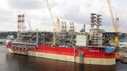 The Energean Power FPSO in the Admiralty Yard in Singapore in February 2021.