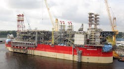 The Energean Power FPSO in the Admiralty Yard in Singapore in February 2021. The Energean Power FPSO in the Admiralty Yard in Singapore in February 2021.
