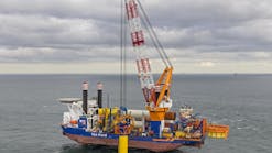 The Aeolus offshore installation vessel has a lift capacity of 1,600 tons and can work in water depths up to 45 m.