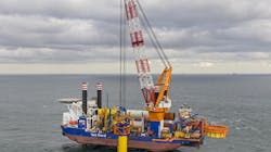 The Aeolus offshore installation vessel has a lift capacity of 1,600 tons and can work in water depths up to 45 m. The Aeolus offshore installation vessel has a lift capacity of 1,600 tons and can work in water depths up to 45 m.
