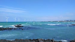 This is the scenery of the offshore windmill (wind power generation) in Jeju Island, Korea. This is the scenery of the offshore windmill (wind power generation) in Jeju Island, Korea.