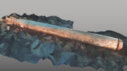 This high-definition 3D reconstruction shows a surrogate UXO target using SubSLAM X2 technology. The surrogate is used to calibrate the Sub-Bottom Imager, which can identify subsurface targets of the same size and signature as well as generate full 3D models of UXO items in situ and in real time. This high-definition 3D reconstruction shows a surrogate UXO target using SubSLAM X2 technology. The surrogate is used to calibrate the Sub-Bottom Imager, which can identify subsurface targets of the same size and signature as well as generate full 3D models of UXO items in situ and in real time.
