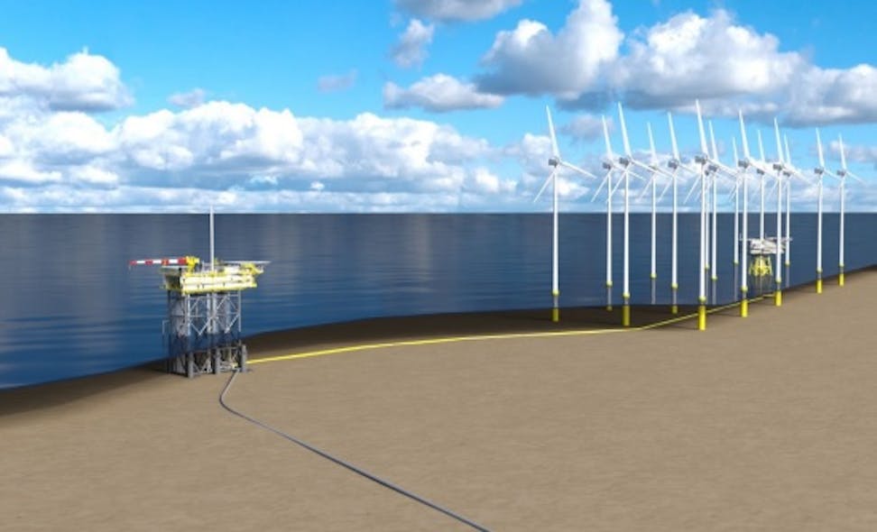 This illustration depicts visualization platform N05-A and connection to wind farm Riffgat.
