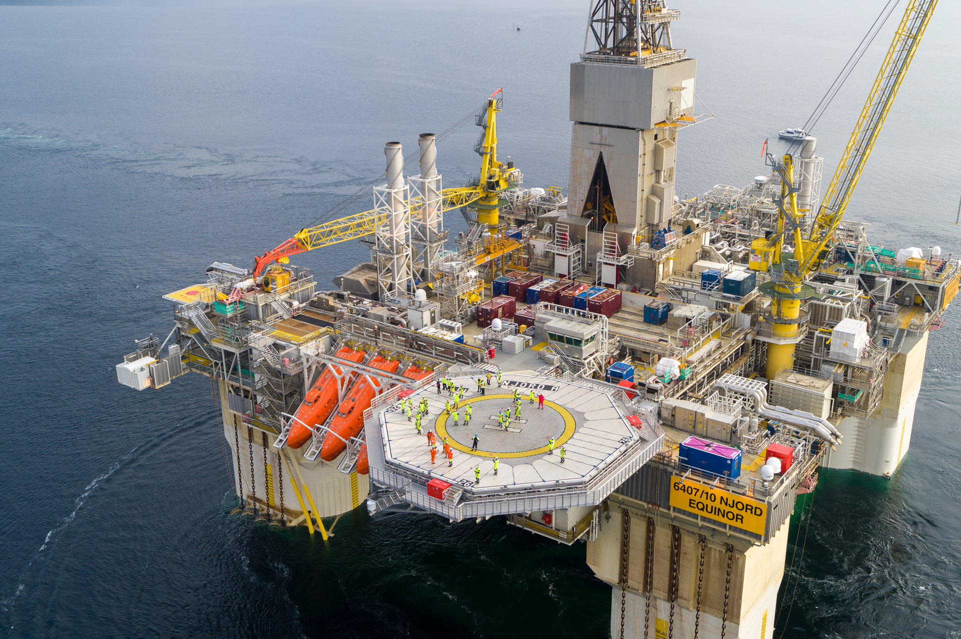 The modified Njord A drilling/production platform back on location in the Norwegian Sea.