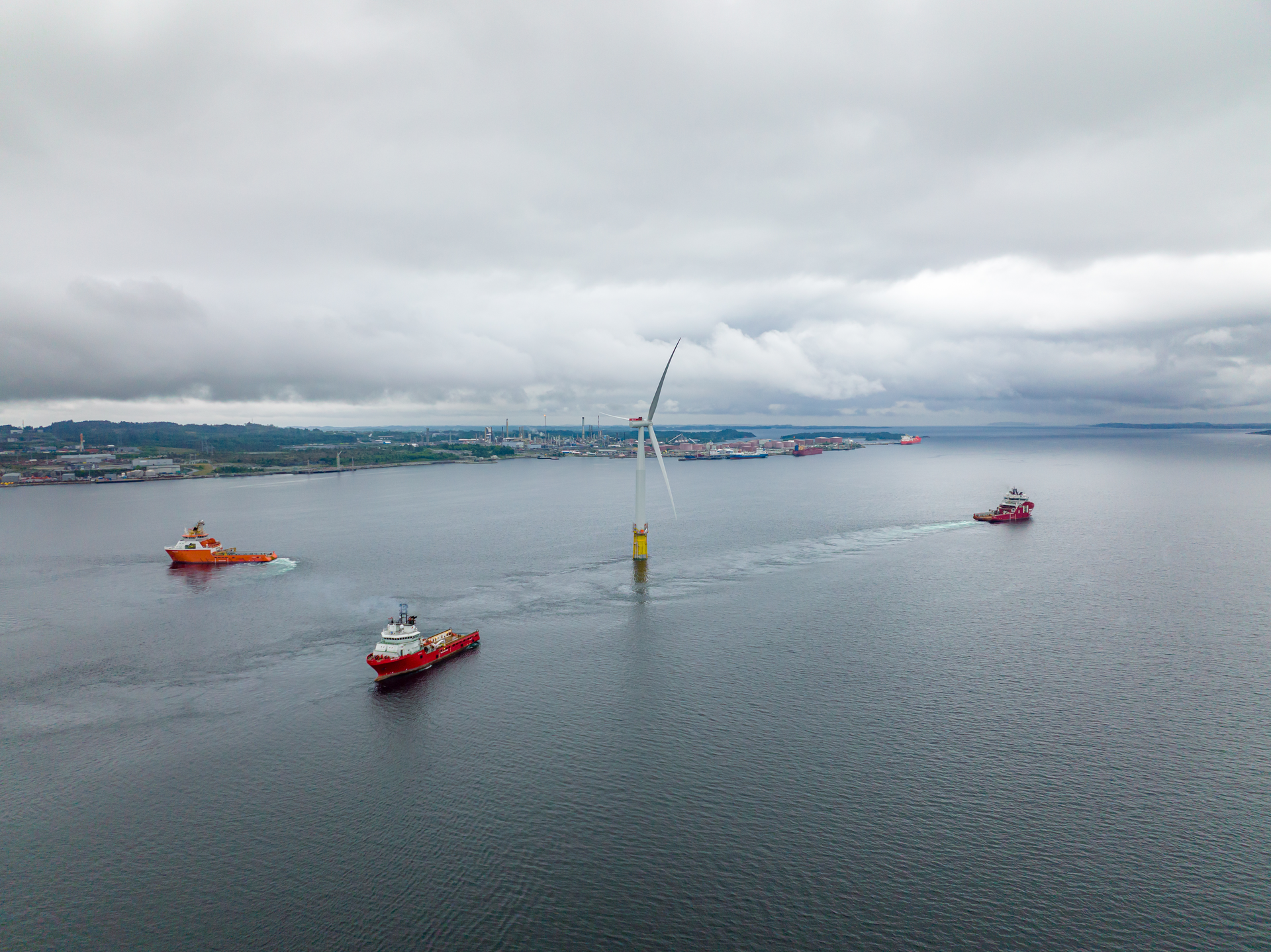 Four of the seven turbines for the Hywind Tampen project are now in place 140 km offshore western Norway.