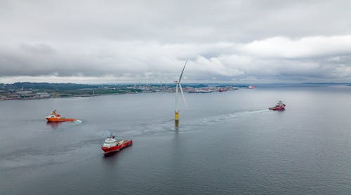 Four of the seven turbines for the Hywind Tampen project are now in place 140 km offshore western Norway.