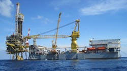 The Sapura T-12 is a purpose-built barge-type self-erecting tender assisted drilling rig with a flat bottom, raked stern and bow hull shape. The Sapura T-12 is a purpose-built barge-type self-erecting tender assisted drilling rig with a flat bottom, raked stern and bow hull shape.