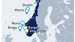 The blue icons represent Wintershall's Norwegian areas of operation, and the green icons represent the company's office locations. The blue icons represent Wintershall's Norwegian areas of operation, and the green icons represent the company's office locations.
