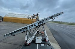 This Nordic Unmanned logistics drone, shown landing on the helideck, was used to simulate an offshore environment in a first test phase. This Nordic Unmanned logistics drone, shown landing on the helideck, was used to simulate an offshore environment in a first test phase.