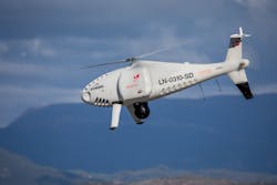 The Nordic Unmanned Camcopter S-100 drone, which is used for long-endurance flights, flew a 3D-printed part for the lifeboat system from the Mongstad base to the Troll A platform in the North Sea for Equinor.