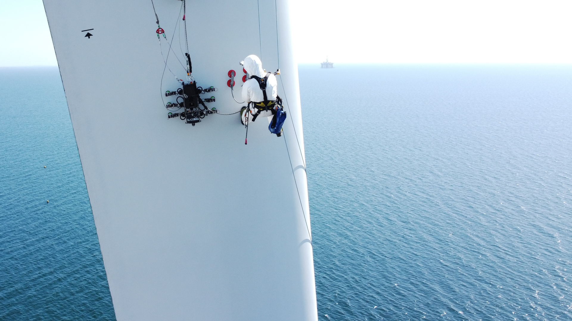 In June 2021, the BladeBug robot completed its first remote lightning protection test on an offshore turbine. Controlled from the safety of the nacelle, BladeBUG was able to perform a series of checks and tasks beyond the visual line of sight.