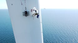 In June 2021, the BladeBug robot completed its first remote lightning protection test on an offshore turbine. Controlled from the safety of the nacelle, BladeBUG was able to perform a series of checks and tasks beyond the visual line of sight.